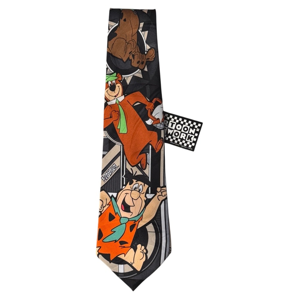 Vintage 1994 Cartoon Network Tie NWT Fred Flintstone‎ Yogi Bear Lakeside Apparel